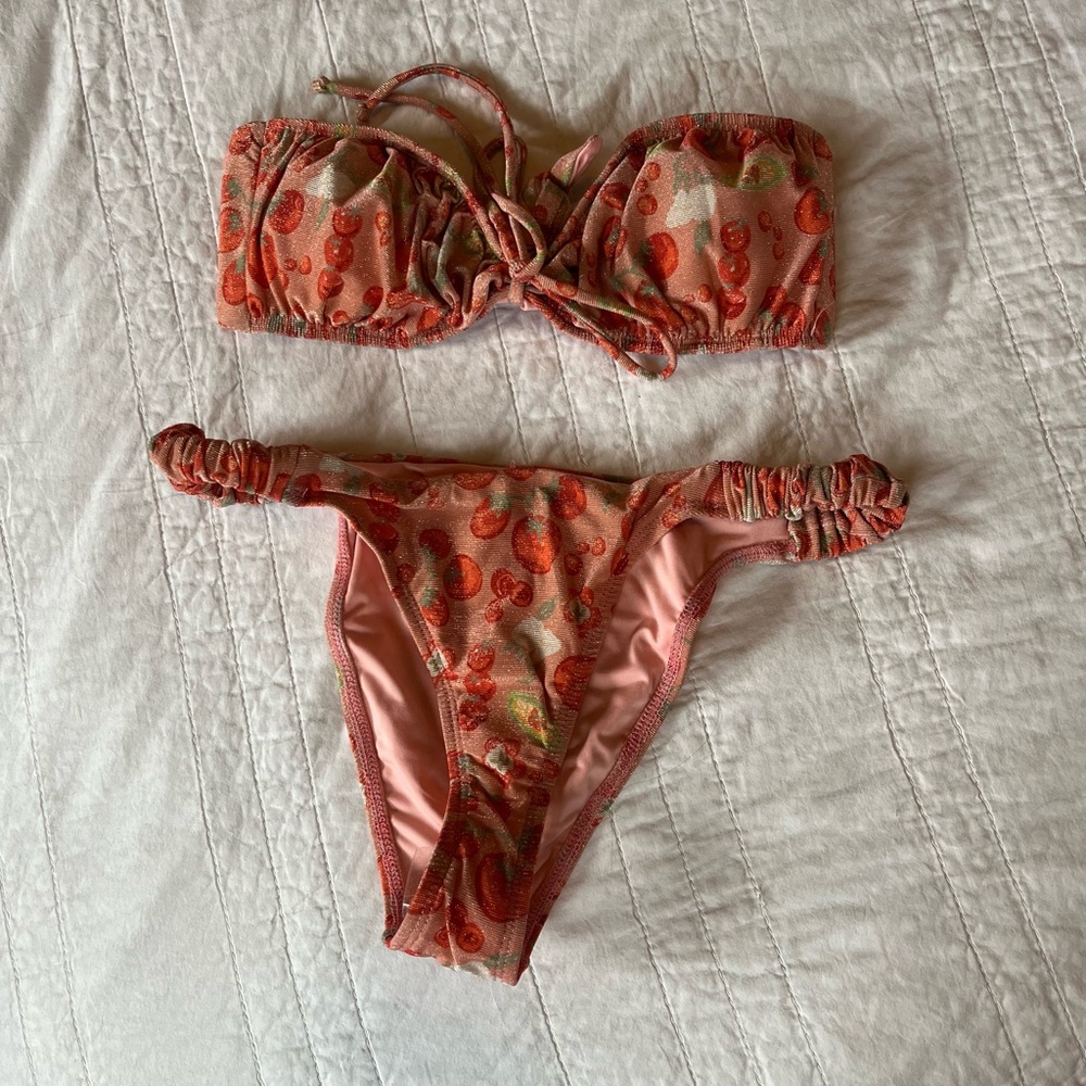 Dippin' Daisy's Shimmery Pomodoro Bandeau Bikini Set - Picture 6 of 10